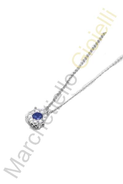 Collana Oro Bianco Diamanti Zaffiro Pontevecchio Gioielli Collezione Artemide