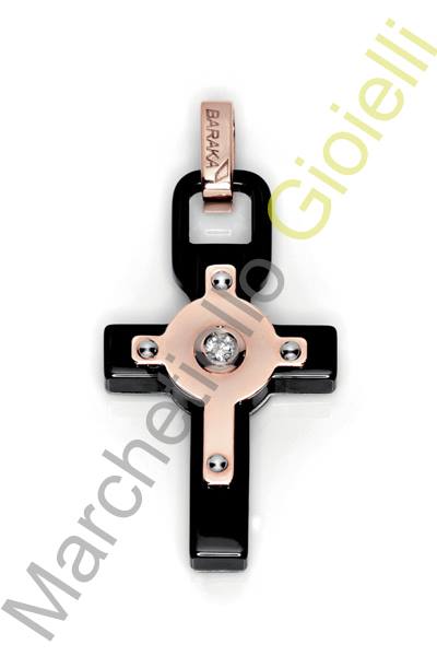 Croce Oro Rosa Ceramica Diamanti Barakà