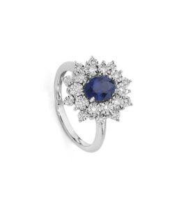 Anello Oro Bianco Diamanti Zaffiro Donna Oro Collezione Vanto