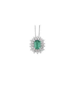 Collana Oro Bianco Diamanti Smeraldo Donna Oro Collezione Vanto