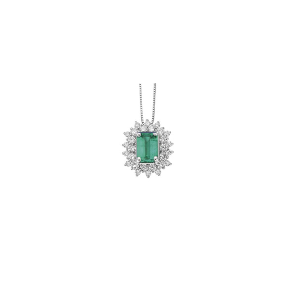 Collana Oro Bianco Diamanti Smeraldo Donna Oro Collezione Vanto