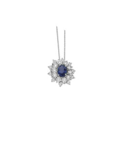 Collana Oro Bianco Diamanti Zaffiro Donna Oro Collezione Vanto