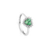 Anello Oro Bianco Diamanti Smeraldi Luce Collezione Armonie