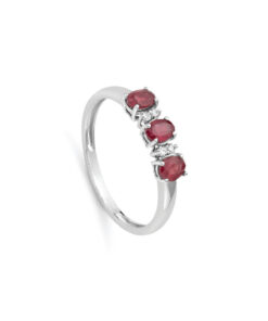 Anello Oro Bianco Diamanti Rubini Luce Collezione Iride