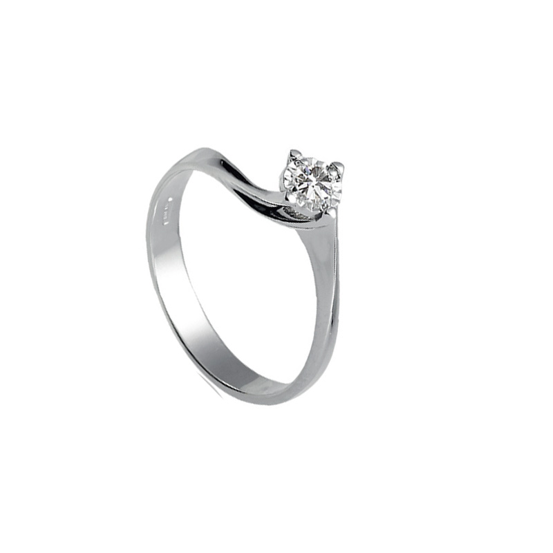 Solitario Oro Bianco Diamanti Luce Collezione Diva
