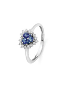 Anello Oro Bianco Diamanti Zaffiri Luce Collezione Armonie