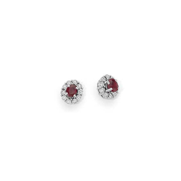 Orecchini Oro Bianco Diamanti Rubini Luce Collezione Iride
