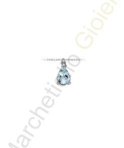Collana Oro Bianco Diamanti Acquamarina Luce Collezione Gocce