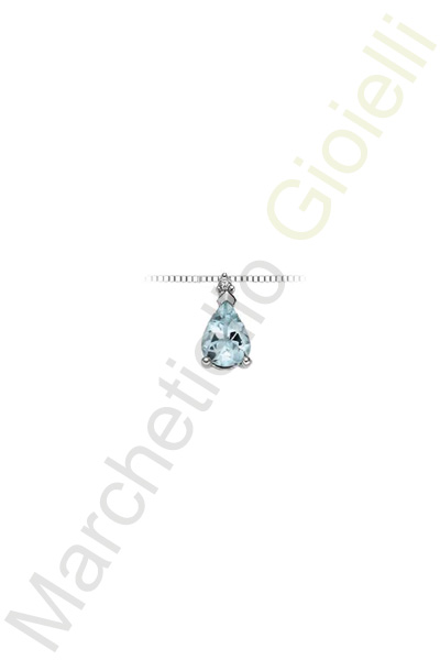 Collana Oro Bianco Diamanti Acquamarina Luce Collezione Gocce