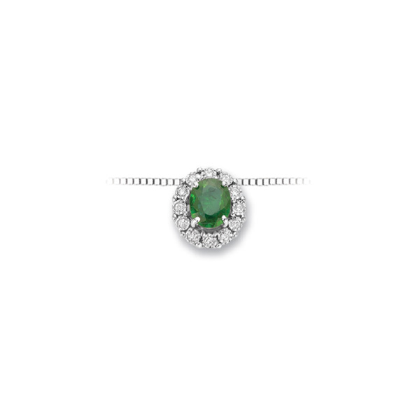 Collana Oro Bianco Diamanti Smeraldo Luce Collezione Armonie