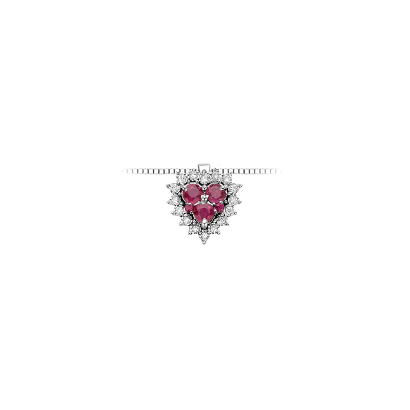 Collana Oro Bianco Diamanti Rubini Luce Collezione Armonie