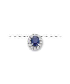 Collana Oro Bianco Diamanti Zaffiro Luce Collezione Iride