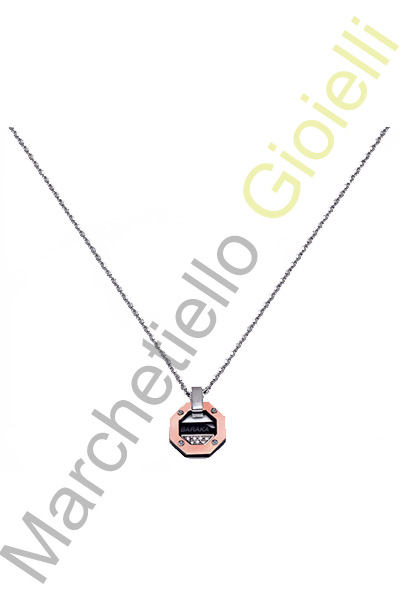 Collana Oro Rosa Acciaio Diamanti Barakà