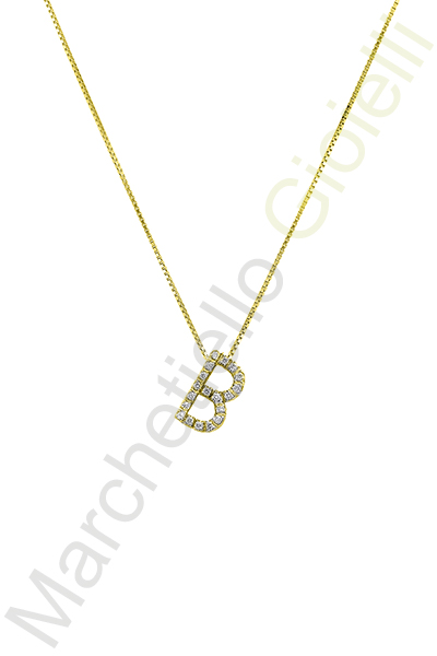 Collana Oro Giallo Diamanti Marcori Collezione Letters