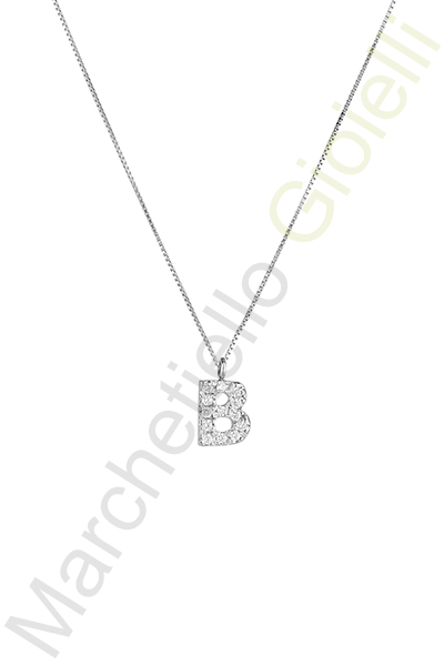 Collana Oro Bianco Diamanti Marcori Collezione Letters