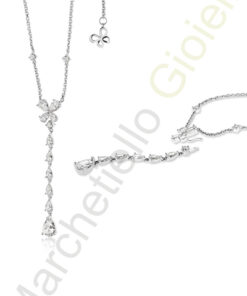 Collana Argento Bianco Zirconi Comete Gioielli Collezione Farfalle