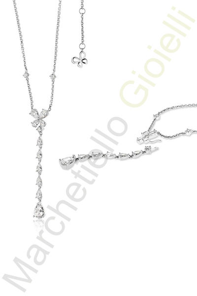 Collana Argento Bianco Zirconi Comete Gioielli Collezione Farfalle