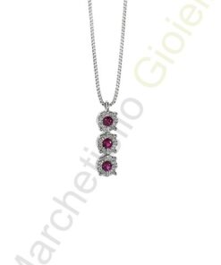 Collana Oro Bianco Diamanti Rubini Comete Gioielli Collezione Lumiere