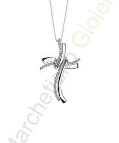 Croce Oro Bianco Diamanti Comete Gioielli Collezione Croisette