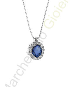 Collana Oro Bianco Diamanti Zaffiro Comete Gioielli Collezione Classic