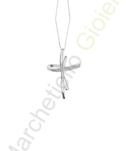 Croce Oro Bianco Diamanti Comete Gioielli Collezione Croisette