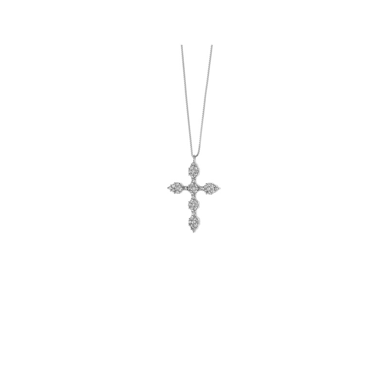 Croce Oro Bianco Diamanti Comete Gioielli Collezione Emozioni
