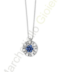 Collana Oro Bianco Diamanti Zaffiro Comete Gioielli Collezione Girasole