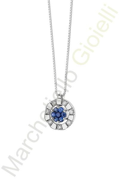 Collana Oro Bianco Diamanti Zaffiro Comete Gioielli Collezione Girasole
