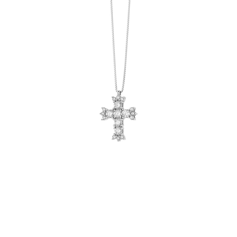 Croce Oro Bianco Diamanti Comete Gioielli Collezione Princess