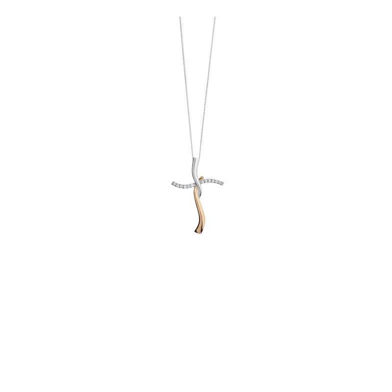 Croce Oro Bianco Diamanti Comete Gioielli Collezione Croisette