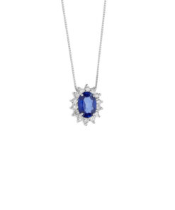 Collana Oro Bianco Diamanti Zaffiro Comete Gioielli Collezione Regina