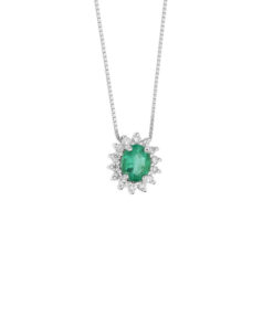 Collana Oro Bianco Diamanti Smeraldo Comete Gioielli Collezione Regina