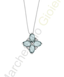 Collana Oro Bianco Diamanti Acquamarine Comete Gioielli Collezione Cleopatra