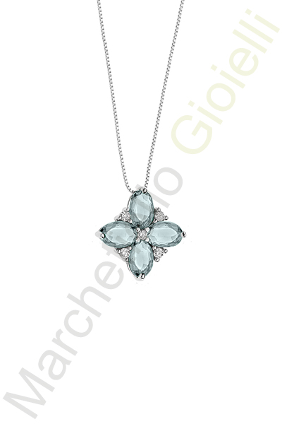 Collana Oro Bianco Diamanti Acquamarine Comete Gioielli Collezione Cleopatra
