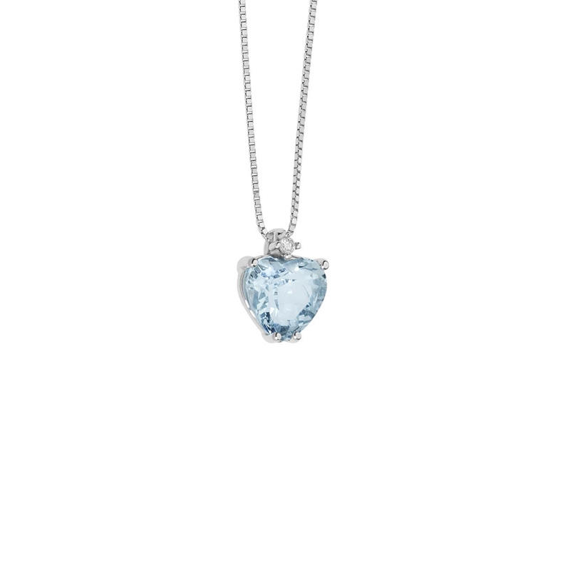 Collana Oro Bianco Diamanti Acquamarina Comete Gioielli Collezione Fantasia Di Acquamarina