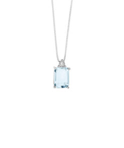 Collana Oro Bianco Diamanti Acquamarina Comete Gioielli Collezione Fantasia Di Acquamarina