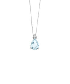 Collana Oro Bianco Diamanti Acquamarina Comete Gioielli Collezione Fantasia Di Acquamarina