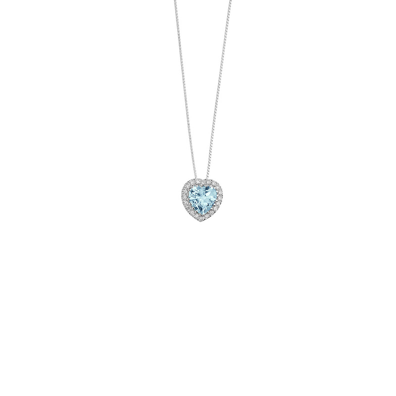 Collana Oro Bianco Diamanti Acquamarina Comete Gioielli Collezione Azzurra