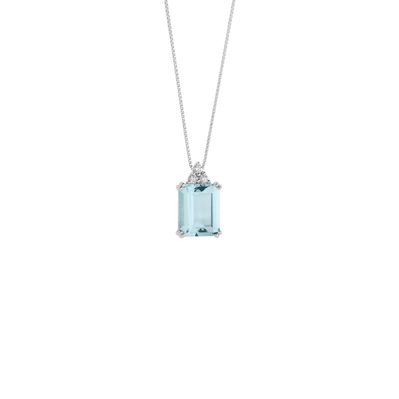 Collana Oro Bianco Diamanti Acquamarina Comete Gioielli Collezione Azzurra