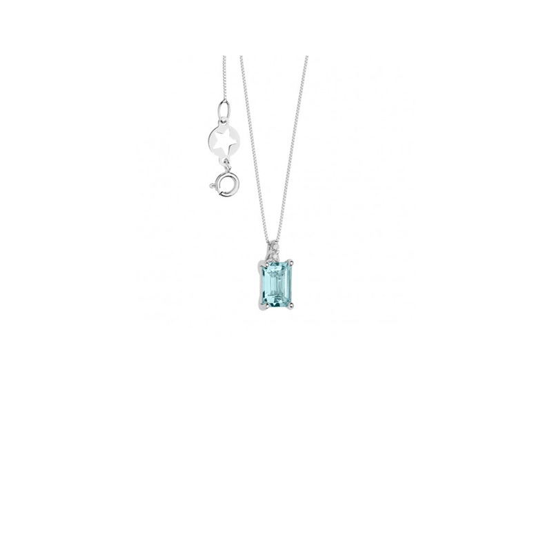 Collana Oro Bianco Diamanti Acquamarina Comete Gioielli Collezione Fantasia Di Acquamarina