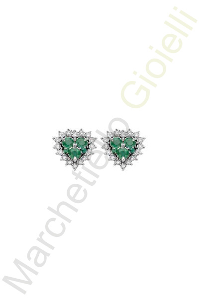 Orecchini Oro Bianco Diamanti Smeraldi Luce Collezione Armonie