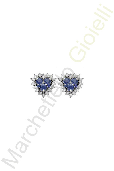 Orecchini Oro Bianco Diamanti Zaffiri Luce Collezione Armonie