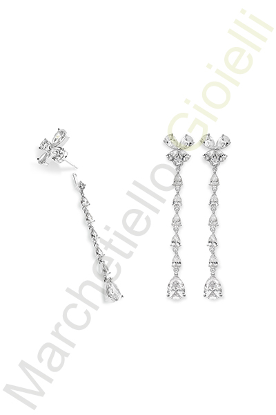 Orecchini Argento Bianco Zirconi Comete Gioielli Collezione Farfalle