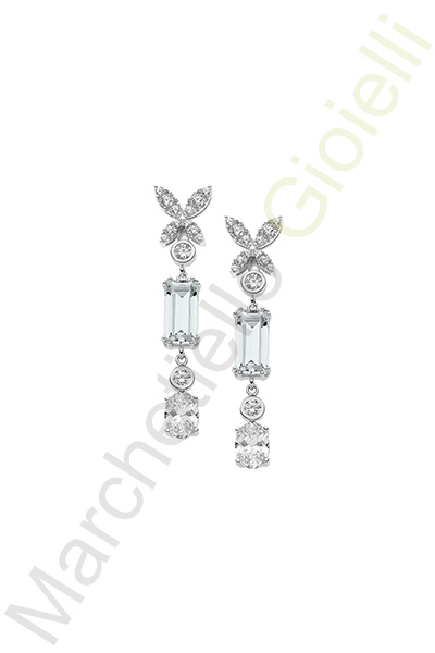 Orecchini Argento Bianco Zirconi Comete Gioielli Collezione Farfalle