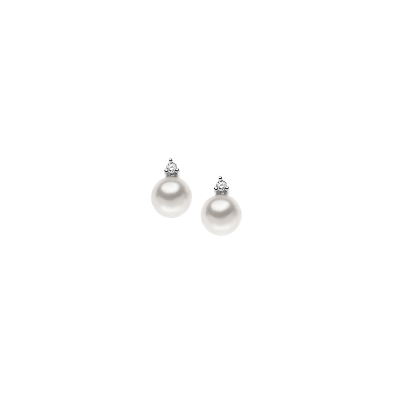 Orecchini Oro Bianco Diamanti Perle Comete Gioielli Collezione Easy Basic