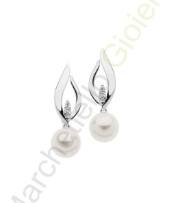 Orecchini Oro Bianco Diamanti Perle Comete Gioielli Collezione Calla