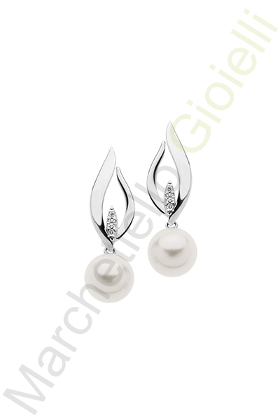 Orecchini Oro Bianco Diamanti Perle Comete Gioielli Collezione Calla