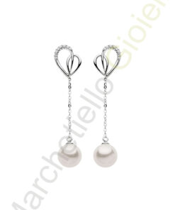 Orecchini Oro Bianco Diamanti Perle Comete Gioielli Collezione Fantasia Di Perle