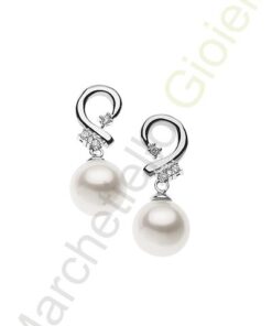 Orecchini Oro Bianco Diamanti Perle Comete Collezione Gioielli Fantasia Di Perle