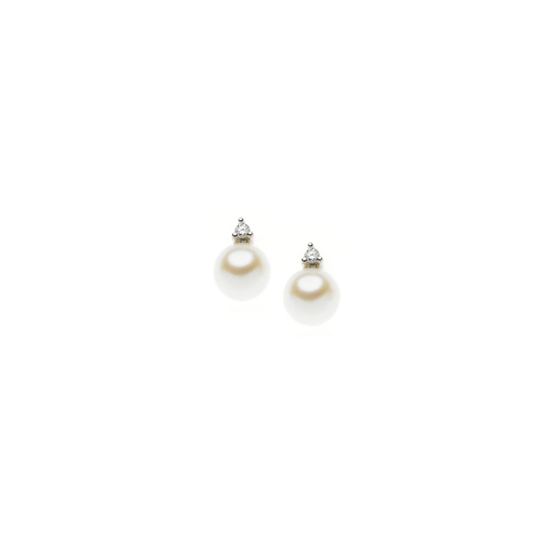 Orecchini Oro Bianco Diamanti Perle Comete Gioielli Collezione Easy Basic